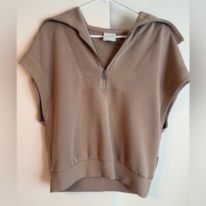 Varley Beige Half Zip Sleeveless Sweat